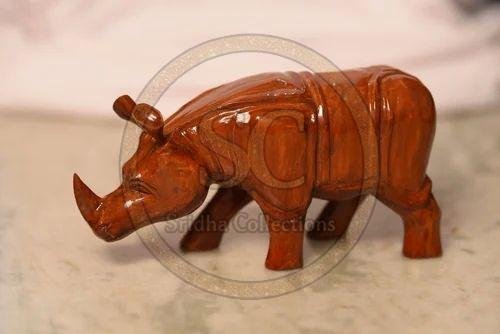 Wooden Rhino Statue