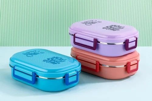 Multicolor 850 Ml Stainless Steel Plastic Insulated Lunch Box