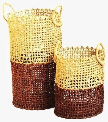Golden and Brown Sabai Grass Laundry Basket