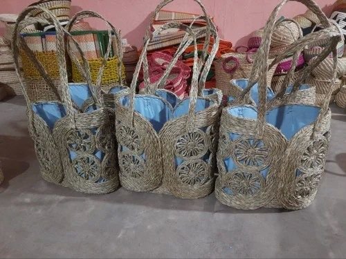 Handmade Brown Sabai Grass Handbag