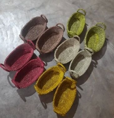 Oval Shape Handmade Sabai Grass Fruit Basket