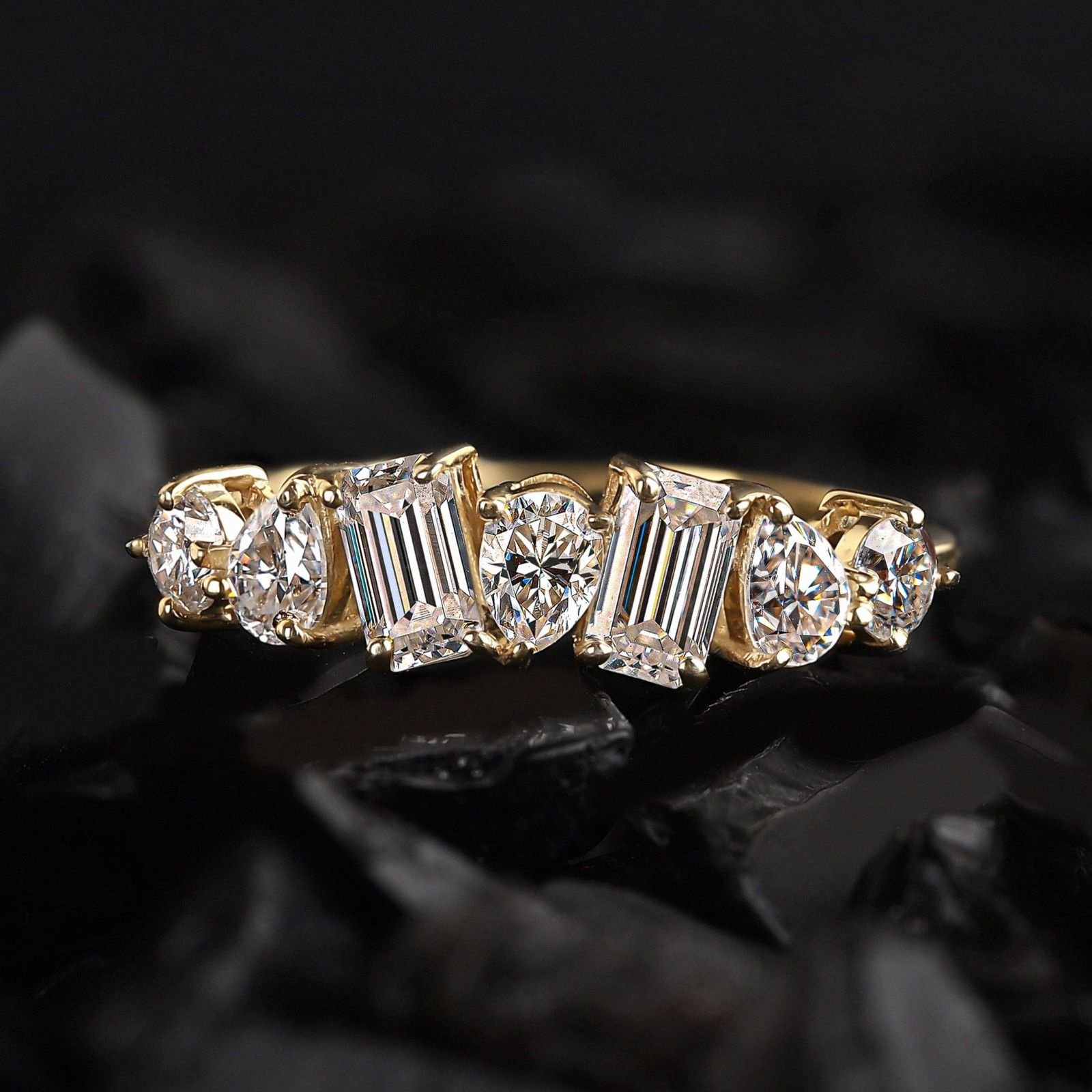 Multi Shape Wedding Diamond Gold Ring