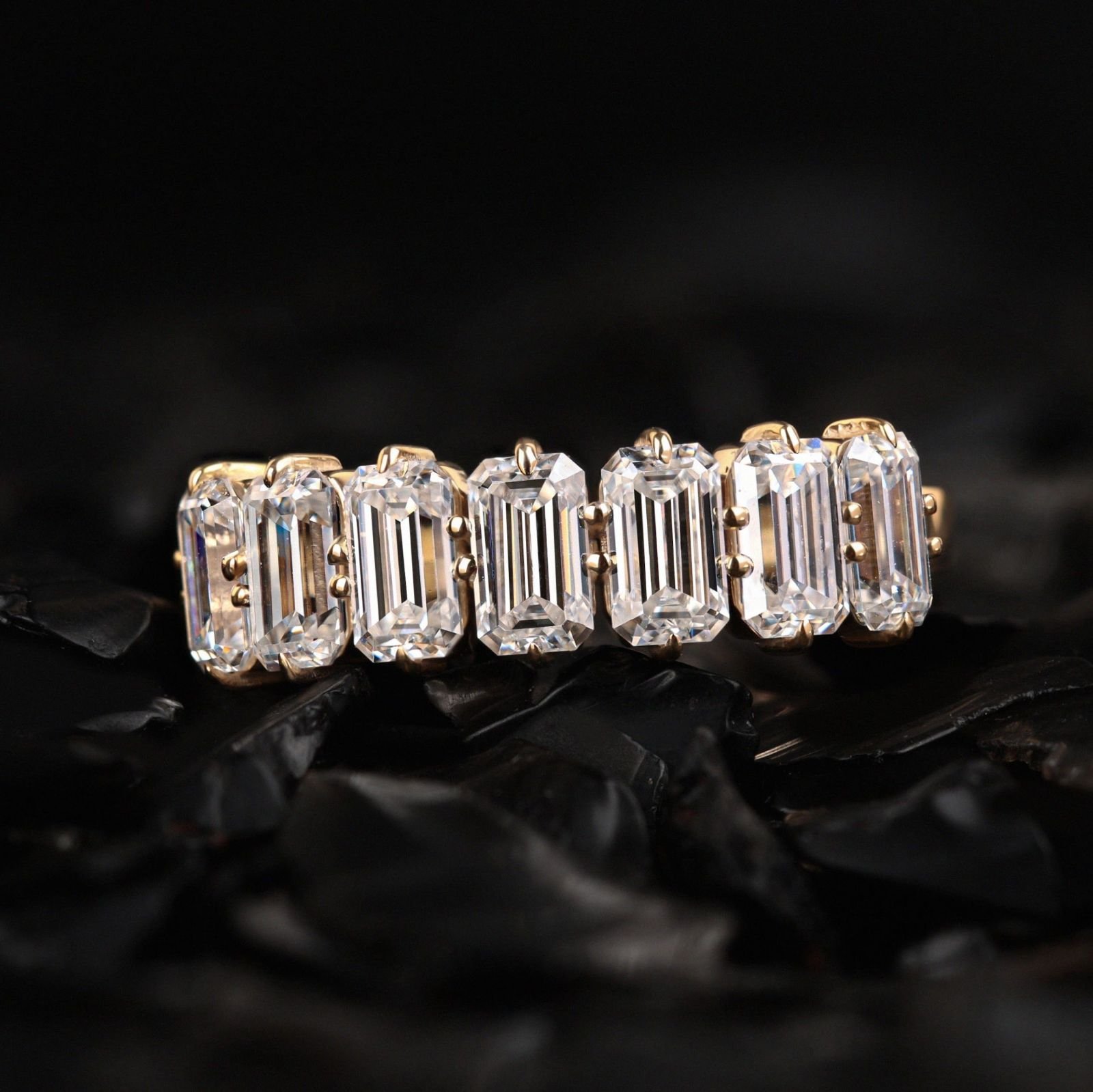Emerald Cut Diamond Wedding Gold Ring
