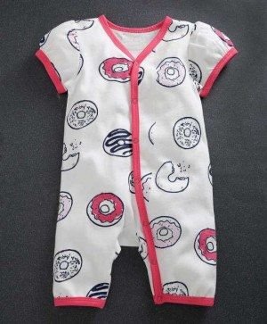 White Printed Baby Romper