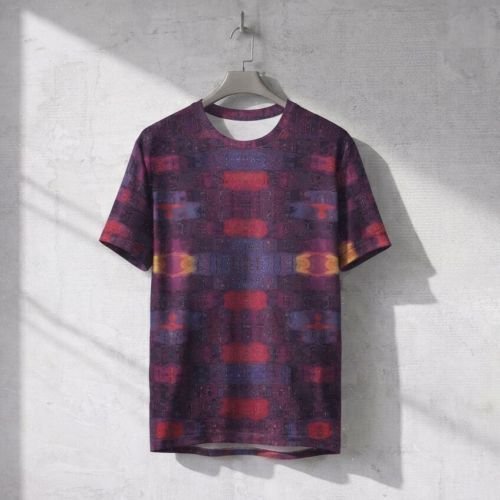 Mens Deep Violet Crimson Red Digital Block Cotton T Shirt