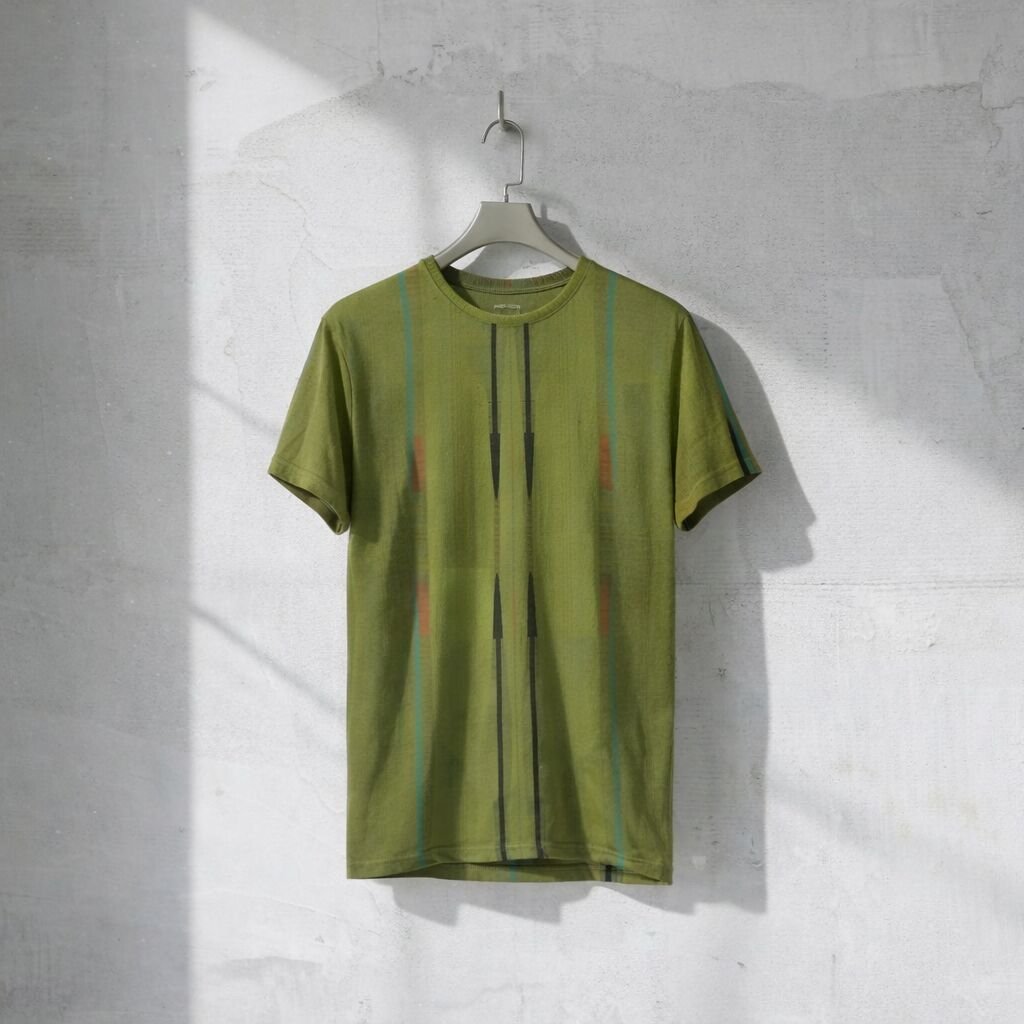 Mens Olive Green Black Srips Cotton T Shirt