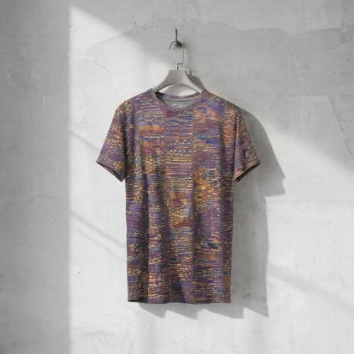 Mens Royal Blue Gold Digital Cotton T-shirt