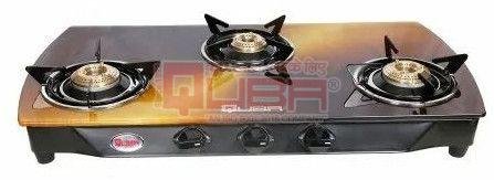 ISI Certified Copper Color Glass Top 3 Burner Auto Ignition Gas Stove