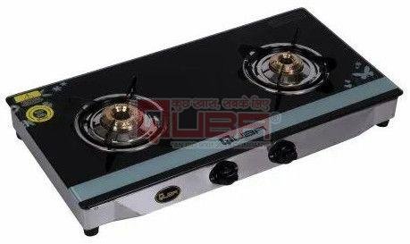 Quba 2 Burner Black Glass Top Gas Stove