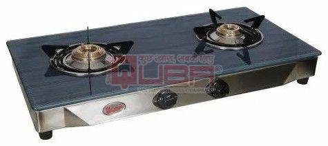 Quba 2 Burner Blue Designer Toughened Glass Gas Stove
