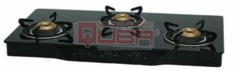Quba 3 Burner Black Toughened Glass Gas Stove