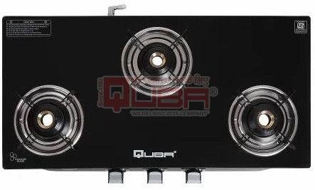 Quba 3 Burner Black Toughened Glass Top Gas Stove