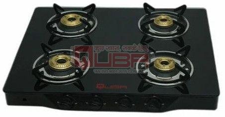 Quba 4 Burner Black Toughened Glass Auto Ignition Gas Stove