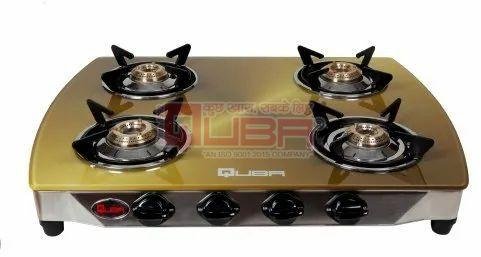 Quba 4 Burner Golden Glass Top Auto Ignition Gas Stove