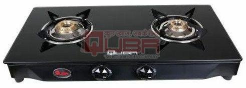 Quba B2 2 Burner Black Glass Top Gas Stove