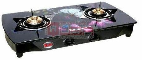 Quba B2 Cotton Blossom Printed Glass 2 Burner Gas Stove