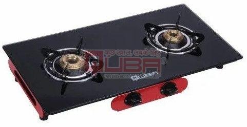 Quba B2 Frameless 2 Burner Black Glass Gas Stove
