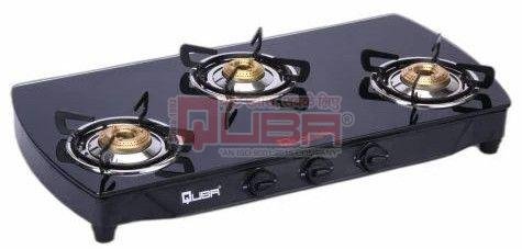 Quba B3 ARC 3 Burner Curved Edge Glass Top Gas Stove