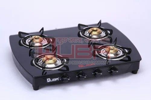 Quba B4 4 Burner Black Glass Top Auto Ignition Gas Stove