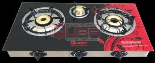 Quba G375 Designer Glass Top 3 Burner Automatic Gas Stove