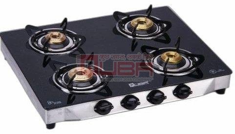 Quba ISI Certified Glass Top 4 Burner Auto Ignition Gas Stove