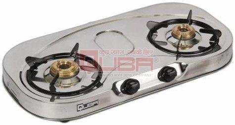 Quba ISI Certified Stainless Steel 2 Burner Manual Gas Stove