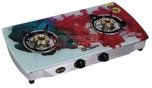 Quba QUBAS2 2 Burner Printed Glass Top Gas Stove