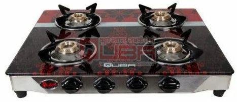 Quba S4 Shagun Designer Glass Top 4 Burner Gas Stove