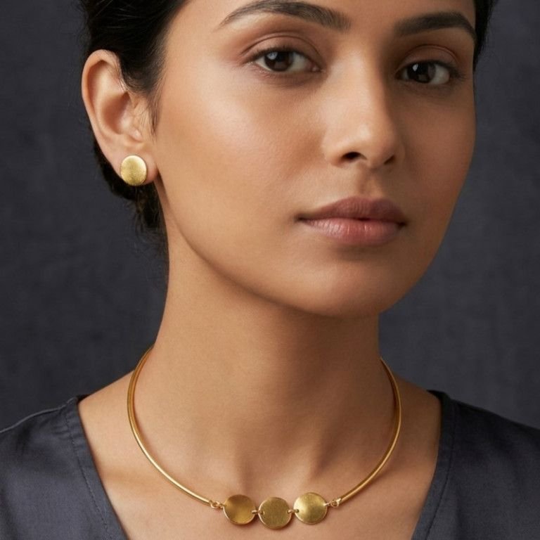 Minimal Disc Accent Sleek Necklace Set