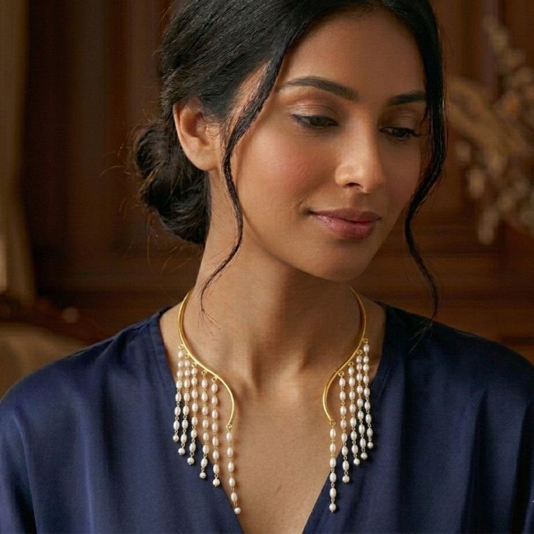 Pearl Fringe Drop Designer Necklace