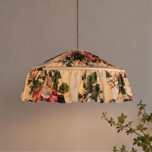 Vintage Floral Pleated Pendant Lamp