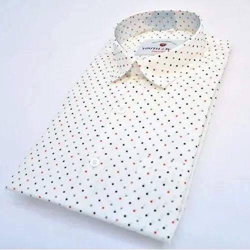 Mens Cotton Polka Dot Printed Shirt