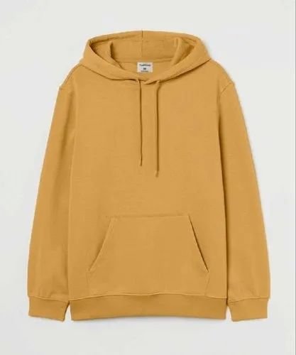 Mens Mustard Yellow Plain Fleece Hoodie