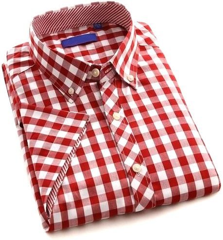 Mens Red Cotton Check Shirt