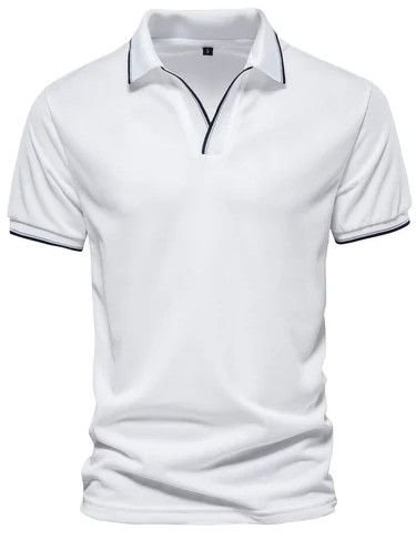 Mens White Cotton Polo T-Shirt