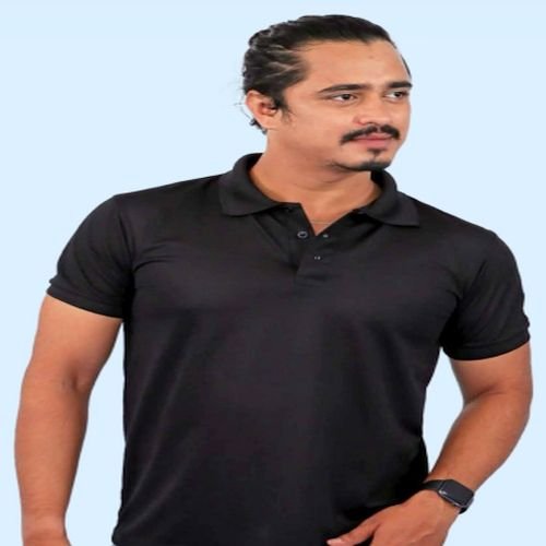 Mens Black Polyester Dri Fit Polo T-Shirt