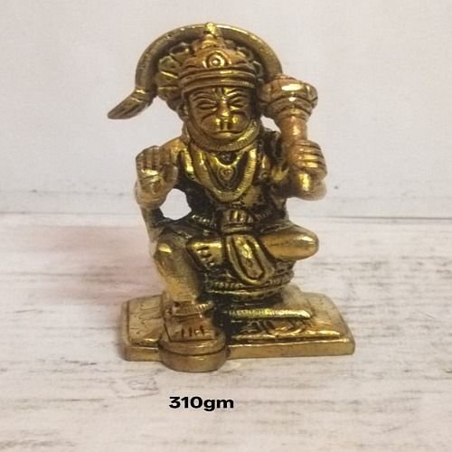 Golden Brass Sitting Hanuman Statue