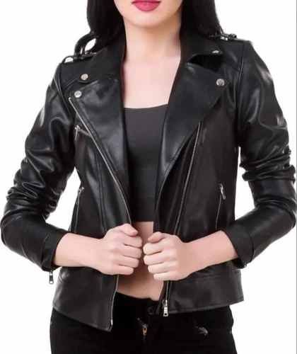 Women Genuine Leather Biker Jacket