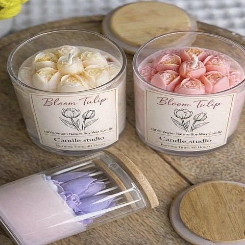 Soy Wax Scented Tulip Glass Jar Candle