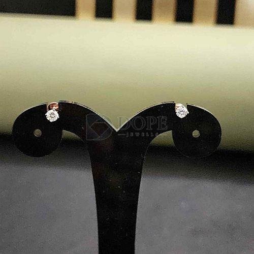 18KT Solid Gold Round Cut Diamond Stud Earrings