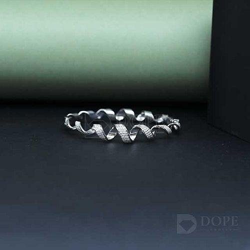 925 Sterling Silver Ladies Mossianite Diamond Stiff Unique Bracelet