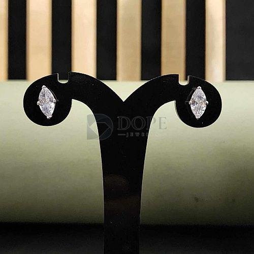 925 Sterling Silver Marquise Cut Diamond Stud Earrings