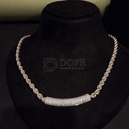 925 Sterling Silver Mens Hip Hop Diamond Cuban Chain