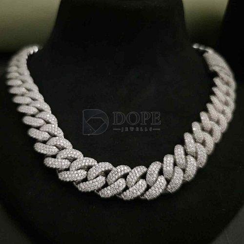 925 Sterling Silver Trendy Full Iced Out Diamond Cuban Chain