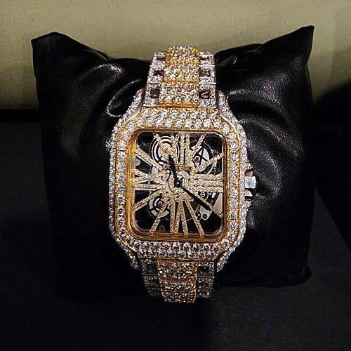 Cartier Santos Skeleton Style Iced Out Diamond Watch