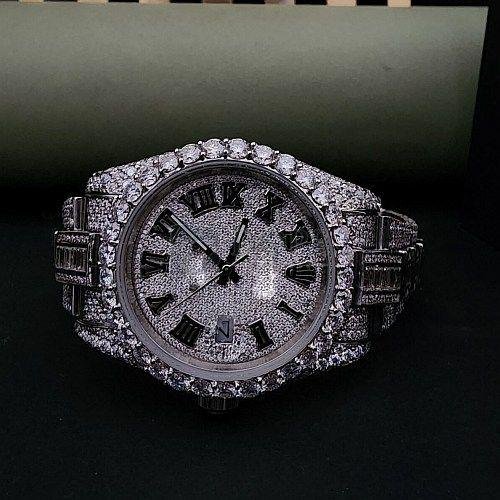 customized baguette collets fully iced out moissanite diamond watch