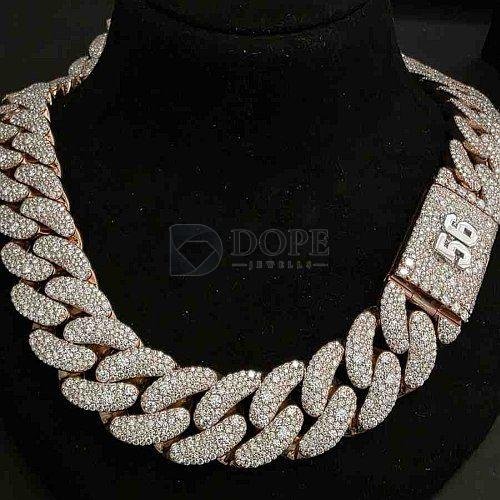 Elegant Full Iced Out 925 Sterling Silver Mosaic Setting Cuban Chain