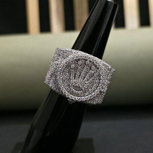 IGI Certified 18KT Silver Plated Crown Shape Hip Hop Diamond Ring