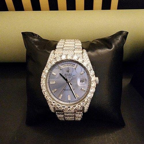 Rolex Designer Diamond Watch with Quartz Movement and Baguette Style Numerals