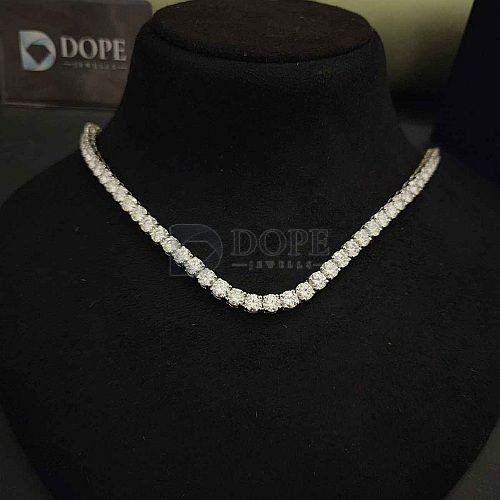 Unisex 925 Sterling Silver Hip Hop Style Diamond Cuban Chain